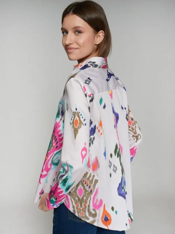 Lopezientos Camisa mujer amplia con manga larga estampada ⋆ Multicolor Fashion