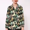 Lopezientos Camisa mujer básica estampada Ballet ⋆ Teja,Verde Hot