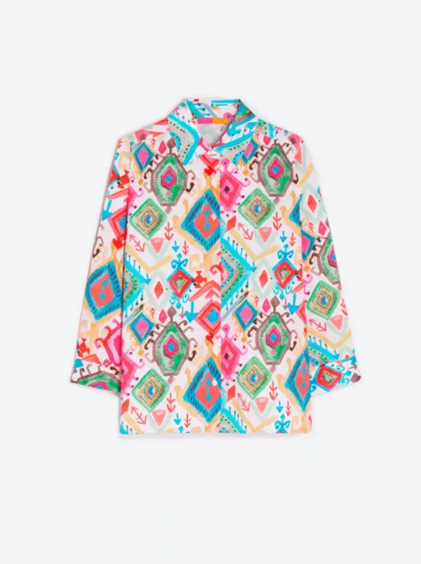 Lopezientos Camisa mujer estampada de algodón multiaquarela ⋆ estampado New