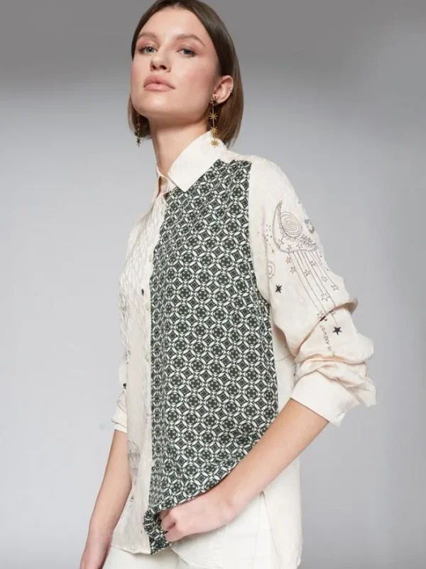 Lopezientos Camisa mujer fluida estampada Globo ⋆ Crudo Fashion