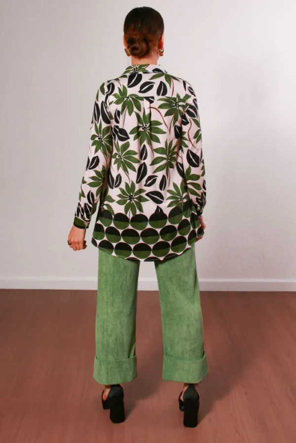 Lopezientos Camisa mujer pintor Parole Italy estampado Guzmania ⋆ Verde Online