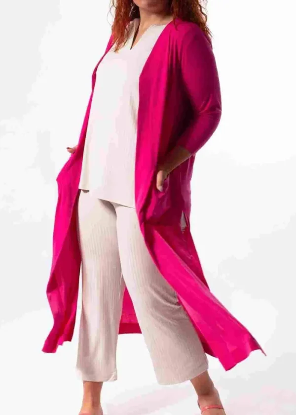 Lopezientos Chaqueta Larga de Punto para Mujer ⋆ Fucsia Outlet