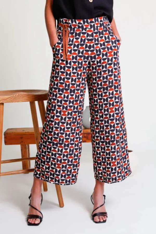 Lopezientos Pantalón mujer crop ancho ⋆ estampado Online