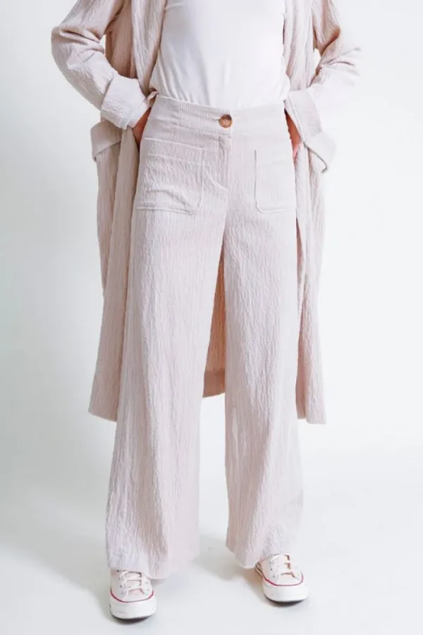 Lopezientos Pantalón mujer de pana elástica con bolsillos Toronto ⋆ Crudo Fashion