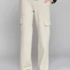 Lopezientos Pantalón mujer elástico con bolsillos laterales liso. ⋆ Crudo Clearance