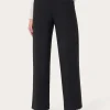 Lopezientos Pantalón mujer recto y ancho con goma elástica en la cintura ⋆ Negro Discount