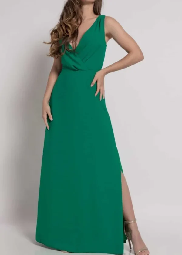 Lopezientos Vestido Crepe Largo ⋆ Rojo,Verde Hot