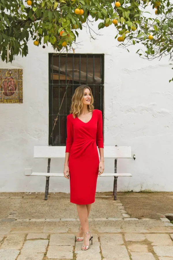 Lopezientos Vestido de fiesta pliegues rojo ⋆ Best