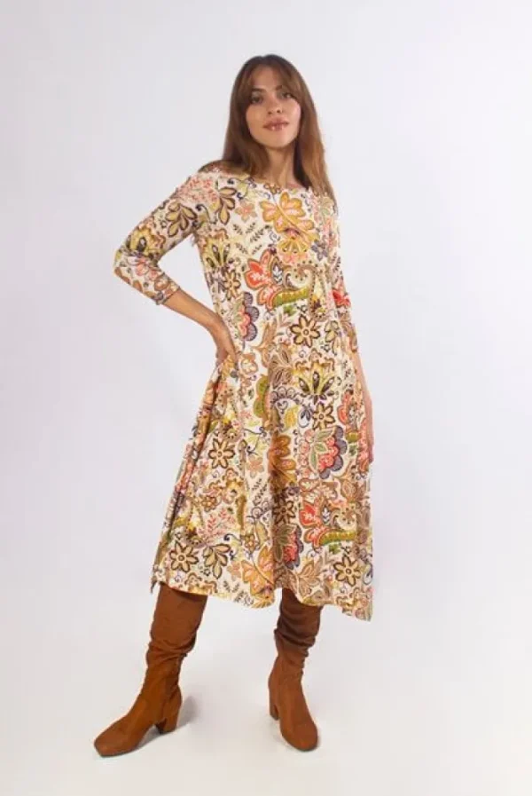 Lopezientos Vestido Estampado Flores ⋆ Khaki,Nata Sale