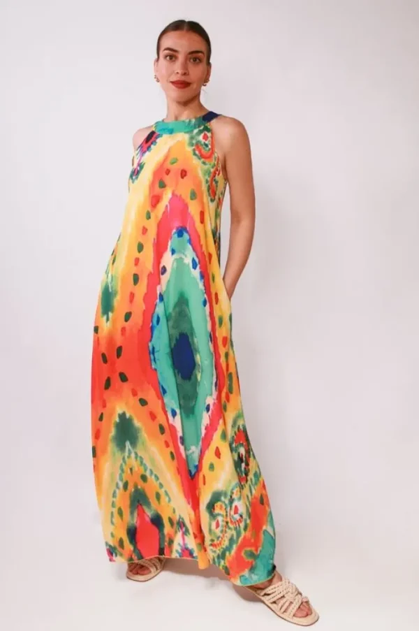 Lopezientos Vestido maxi con cuello alter mujer Parole Italy ⋆ Multicolor Clearance