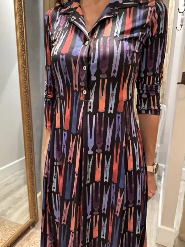 Lopezientos Vestido midi estampado Tendal. ⋆ Khaki,Nata,Viola Clearance