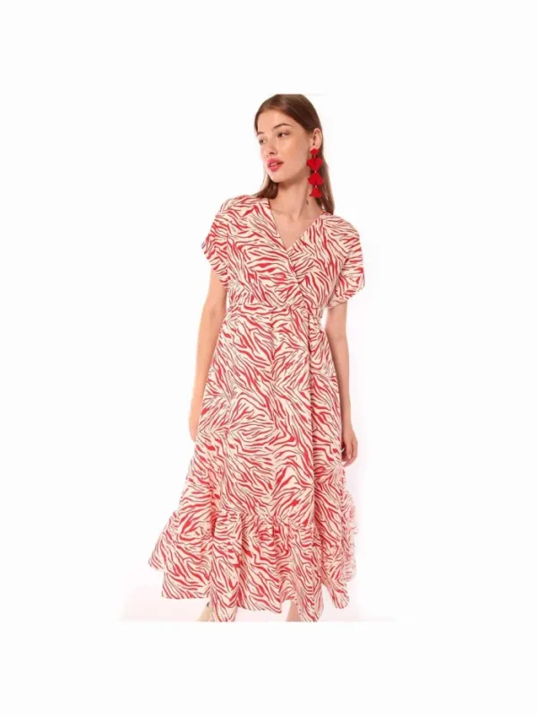 Lopezientos Vestido midi mujer Vilagallo estampado ⋆ Rojo Best