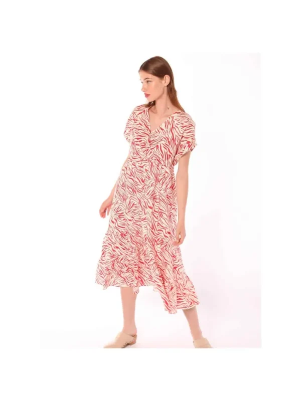 Lopezientos Vestido midi mujer Vilagallo estampado ⋆ Rojo Best