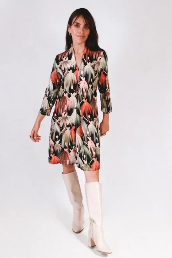 Lopezientos Vestido mujer corto estampado Ballet ⋆ Teja,Verde Discount