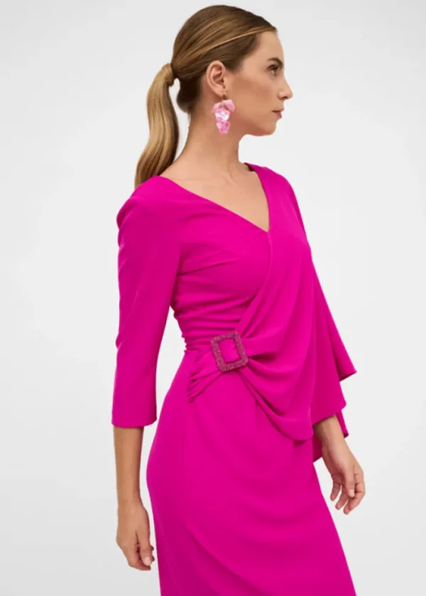 Lopezientos Vestido mujer de fiesta con escote pico y capa ⋆ Purpura Online