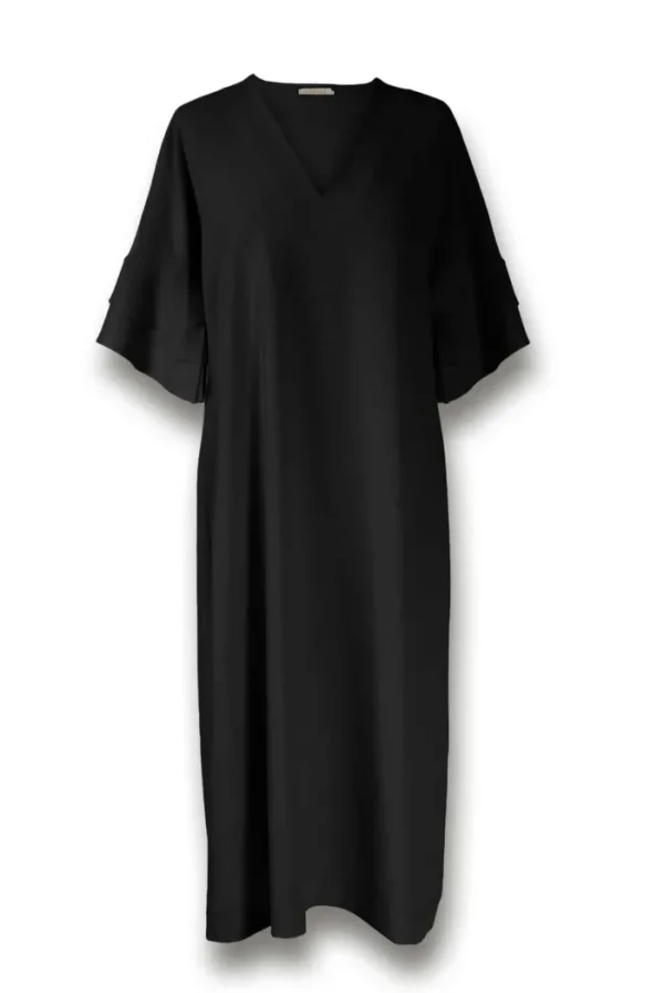 Lopezientos Vestido mujer midi con manga volantes liso Parole Italy ⋆ Coral,Negro Sale