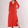 Lopezientos Vestido mujer midi con volantes Parole Italy ⋆ Amarillo,Rojo,Viola Hot