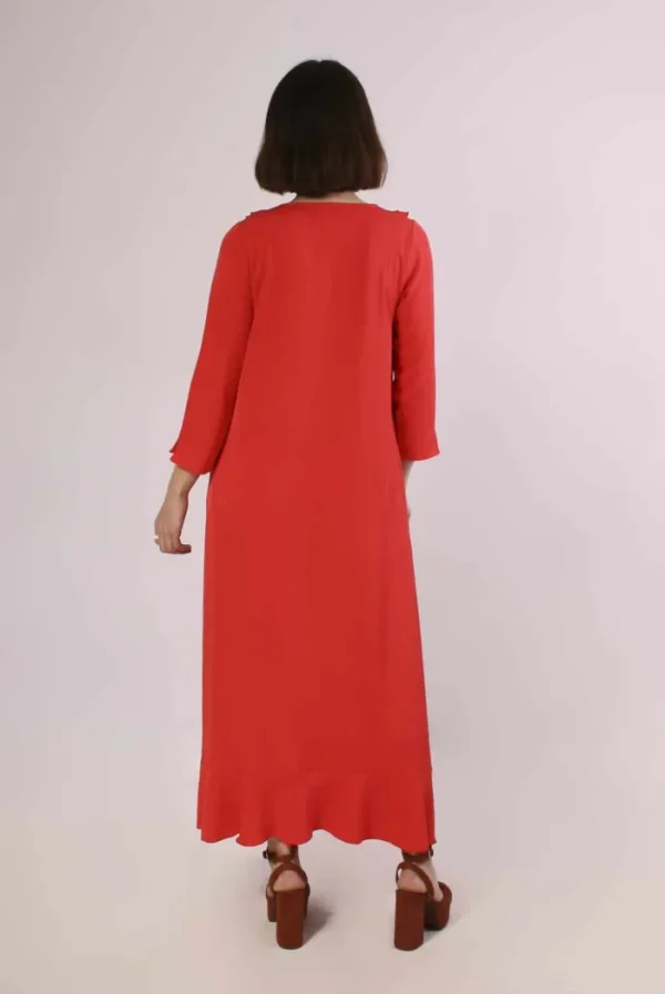 Lopezientos Vestido mujer midi con volantes Parole Italy ⋆ Amarillo,Rojo,Viola Hot