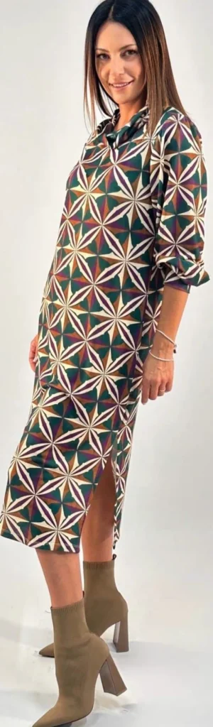 Lopezientos Vestido mujer midi cuello barco y aberturas laterales Etro. ⋆ estampado Clearance