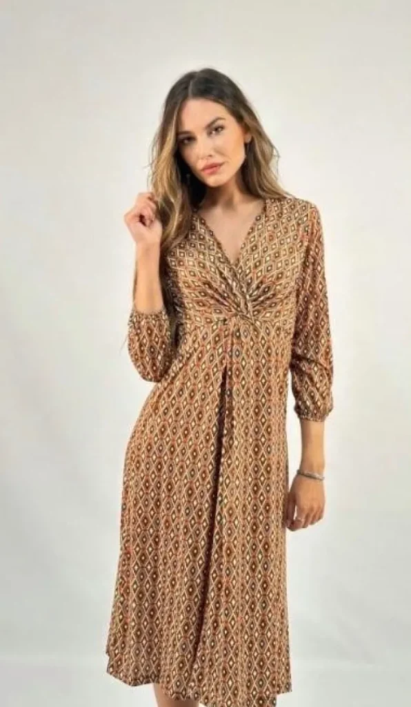 Lopezientos Vestido mujer midi escote pico Rombet. ⋆ estampado Outlet