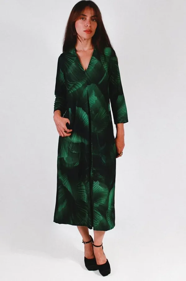 Lopezientos Vestido mujer midi estampado Jade ⋆ Verde Clearance