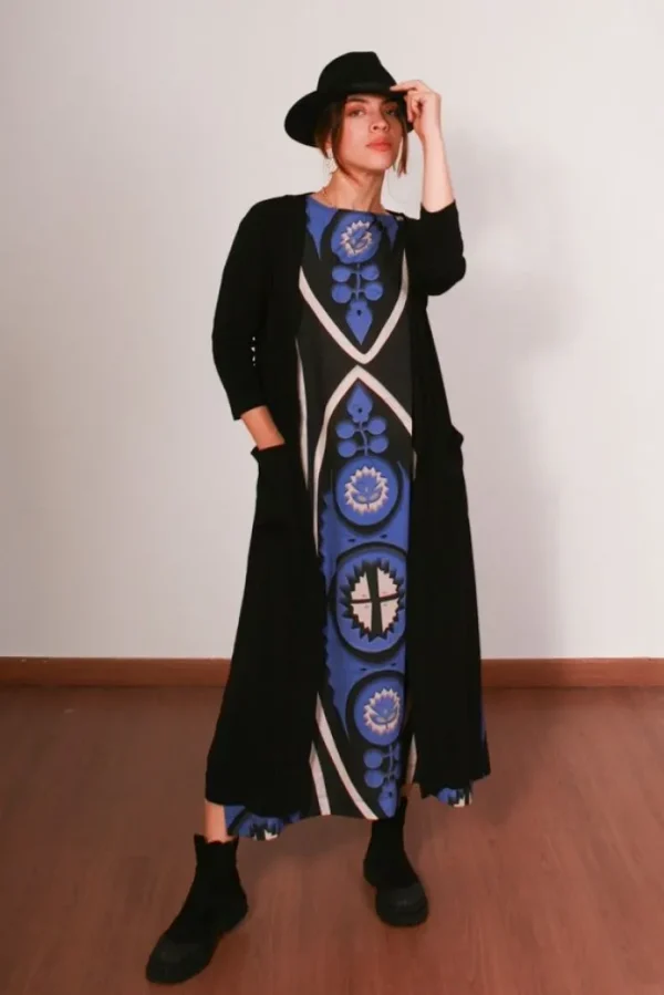 Lopezientos Vestido Mujer Midi estampado Parole Italy Masai. ⋆ Azul Best