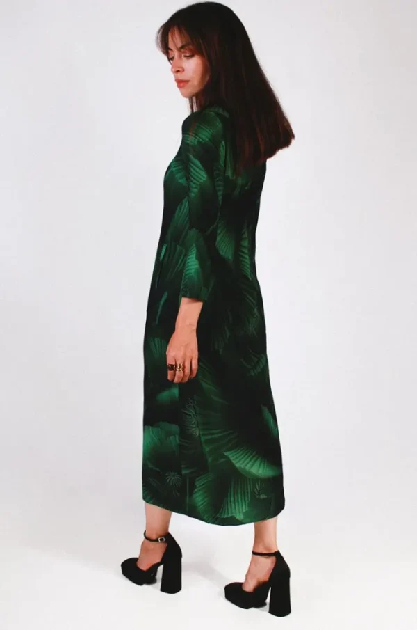 Lopezientos Vestido mujer midi estampado Jade ⋆ Verde Clearance