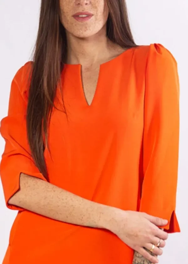 Lopezientos Vestido mujer Parole Italy manga abullonada colores ⋆ Beige,Naranja,Verde Fashion